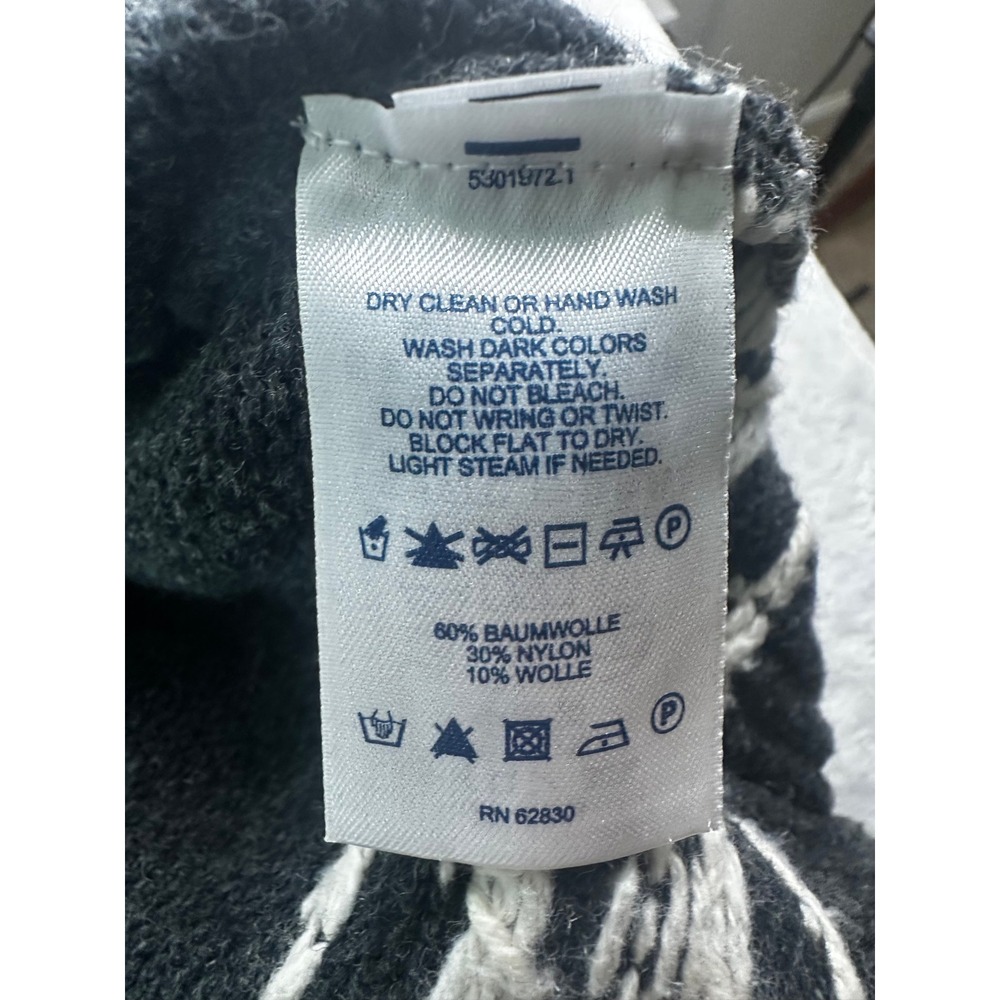 Lands End Sweater Mens XL Charcoal Fair Isle Snowflake Wool Blend Ski Winter - Picture 4 of 9
